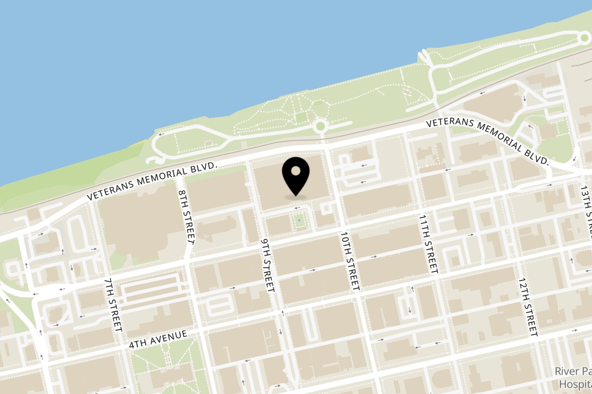 Map showing the location of Jerk Riley’s Billiards and Irish Pub Huntington on 26 Pullman Sq suite 240 in Huntington